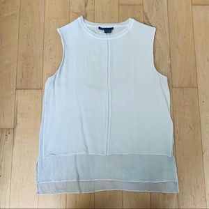 Vince Ivory 100% Silk Chiffon Split Hem Sleeveless Tank Top - Size Small